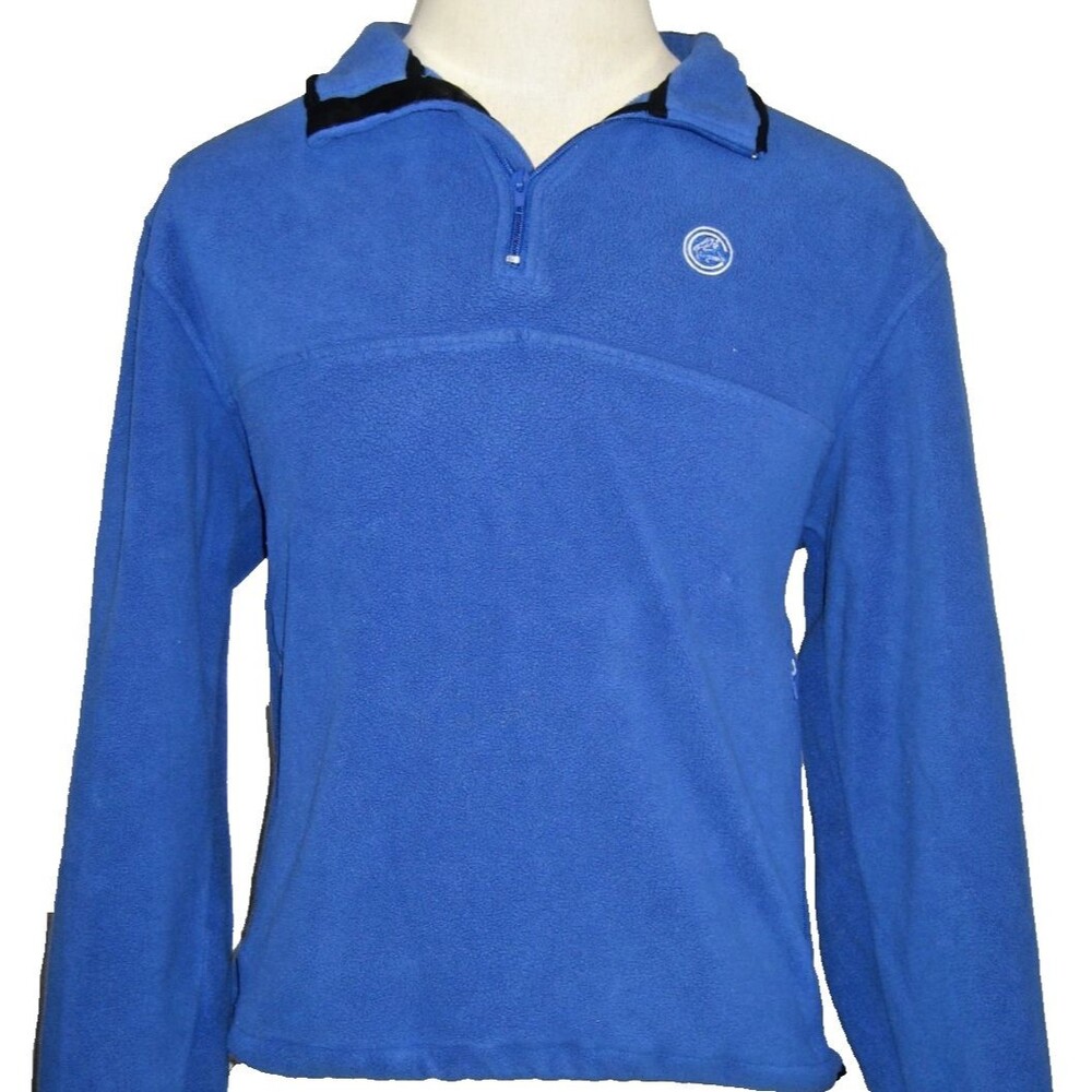 Mens BOAST USA  Brushed Fleece Blue 1/4 Zip Pullover Rugby/Polo Sweatshirt sz S